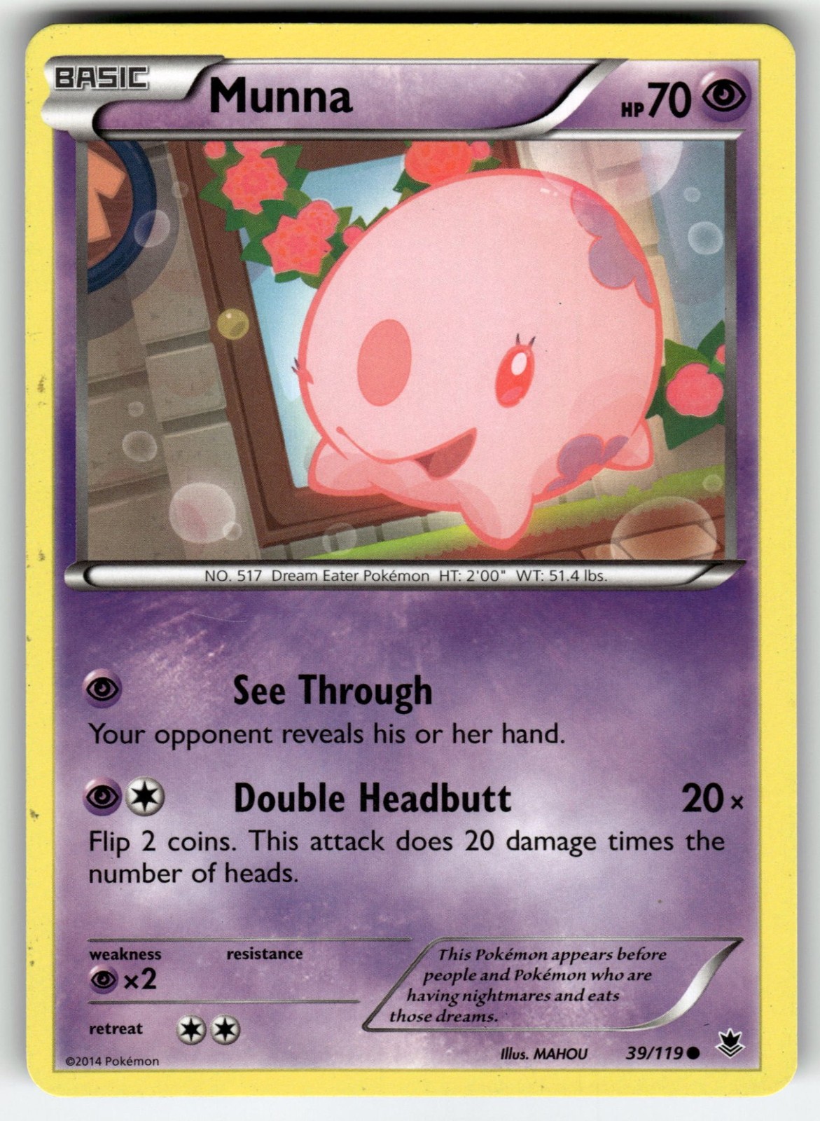 Munna 39/119 Common XY - Phantom Forces Pokemon EN Moderately Played MP