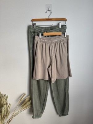 Aerie Lounge Set Bundle Size SP (Small Petite)   Sage Joggers+Taupe Sweat Shorts