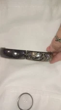 VTG FORSTNER black STERLING  ENGRAVED BANGLE BRACELET 7 " C.1960
