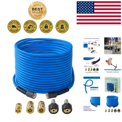 #ad Heavy Duty 50 FT Pressure Washer Extension Hose – 3600 PSI Kink Resistant Design $50.99