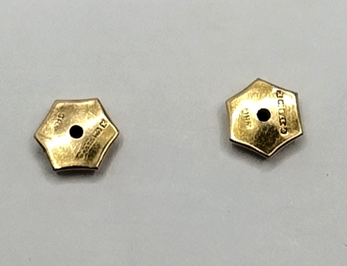 Paire d'anciennes boucles d'oreilles poinçonnées hexagonales en or 9 carats assorties