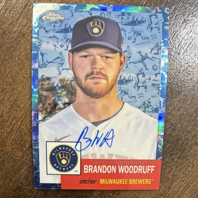 2022 Topps Chrome Platinum Brandon Woodruff Toile Refractor #CPA-BW Brewers Aut 