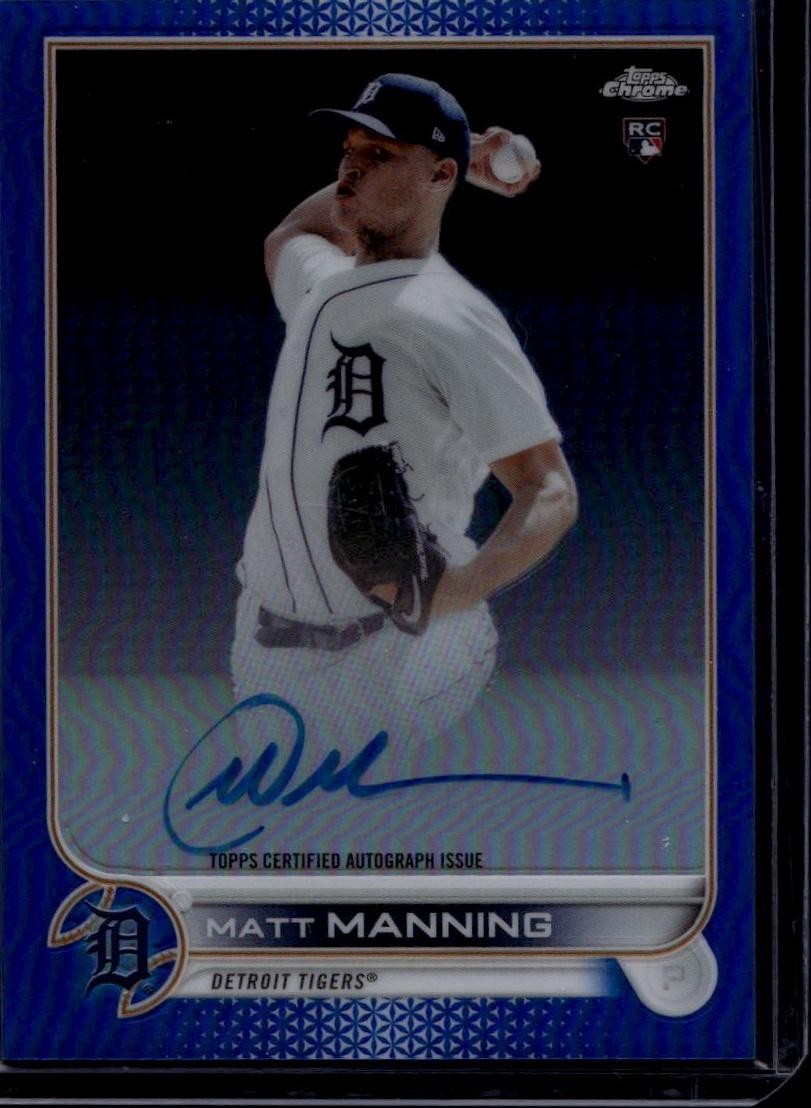2022 Topps Chrome #RA-MM Matt Manning Rookie Autographs Blue Refractor #/150