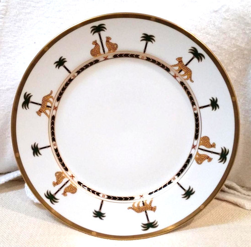 Christian Dior Casablanca Leopards & Palm Tree Gold Trim Dinner Plate 11"