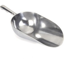 Heavy-Duty Cast Aluminum Kitchen Scoop - Rust-Proof, Ergonomic S-Handle Ice Cube
