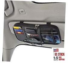 Car Sun Visor Organizer, Multi-Pocket Visor Organizer Storage Pouch for Black