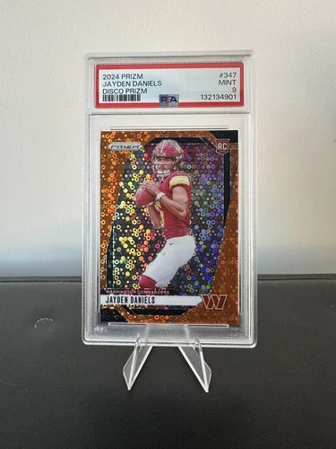 2024 Panini Prizm Jayden Daniels Orange Disco Prizm #347 (RC) PSA 9