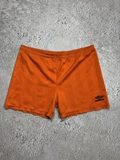 Umbro Vintage Orange Football Shorts Soccer Training Retro Size M Athletic