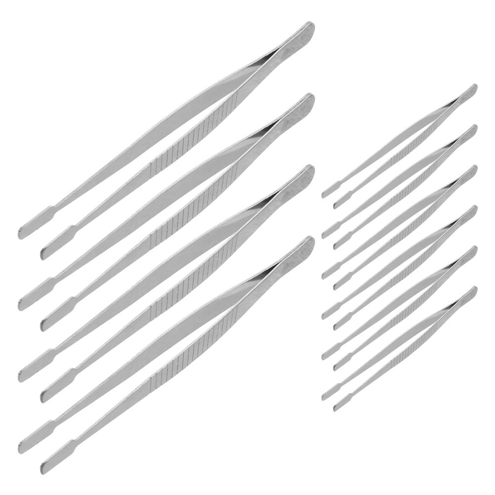 10 Pcs Tweezers for Stickers Stamp Flat Wide Stainless Steel Locking