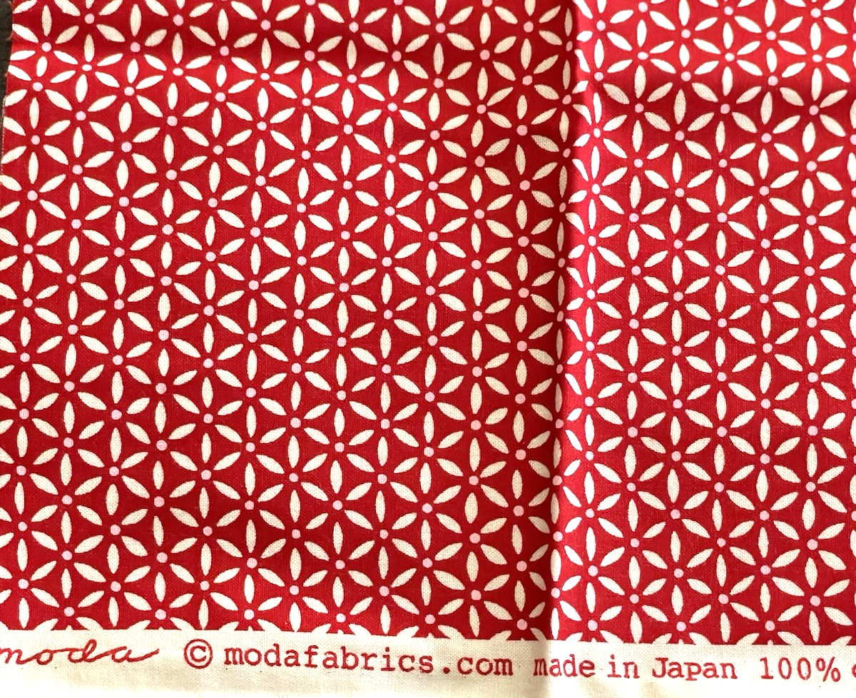 Moda Fabric Red Floral Pattern #19747 Made in Japan 100% Cotton 20 In x 42 In