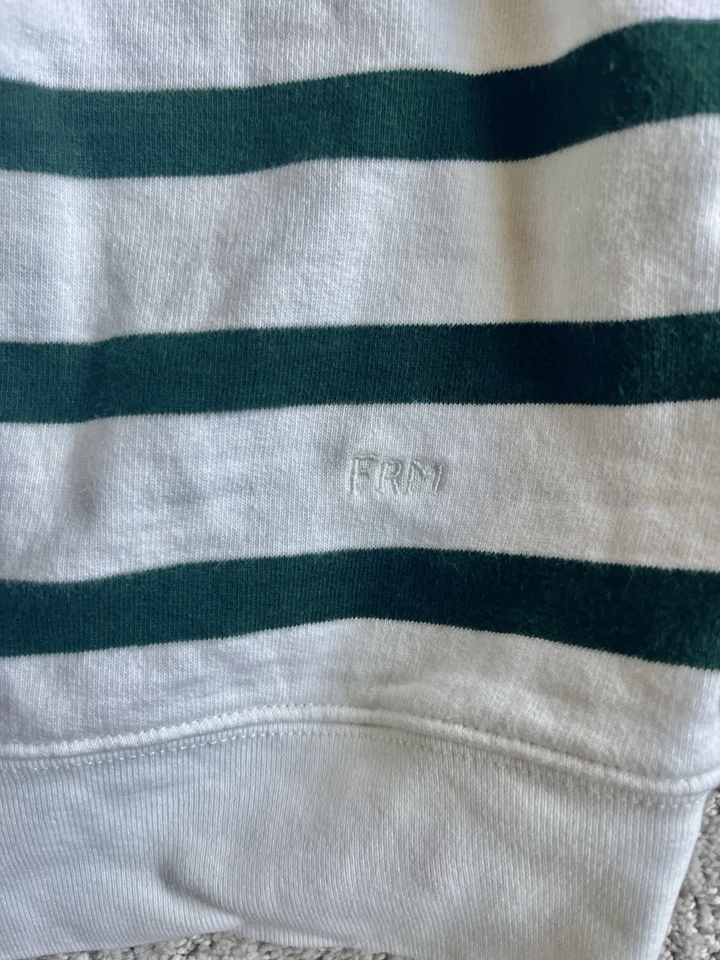 MARCO Sudadera Mujer M Verde Blanco Rayas Pullover Algodón Tejido Crop Foto 2 de 4