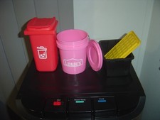 New  Mini Items, 1 Lowes Teeny Tote, Mini Garbage Can & 1 Lowes Pink Mini Bucket