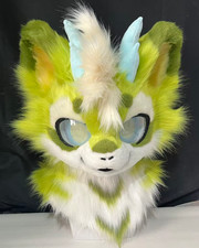 Fursuit Long haired Dog Fox Mascot Party Halloween Fur Cosplay(head)