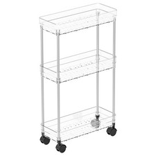 Clear 3 Tier Slim Rolling Storage Cart with Wheels,6.3  W Shelf for Small Space