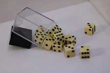 CHESSEX Opaque Ivory w/ BLACK NEW dice d6 16mm block 12 die