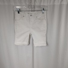 Signature Gold By Levi Cuff Hem Bermuda Jean Shorts White Denim Girls Size 12