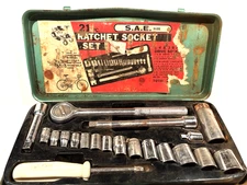 Ratchet Socket Set 21 PC S.A.E. Auto Ratchet Socket Wrench Set Kmart Vintage