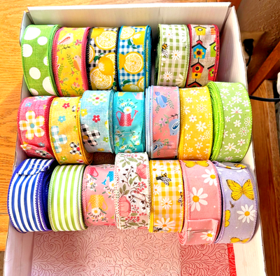 #ad Cheerful Spring Multi Color Wired Ribbon 10 Yards $4.25