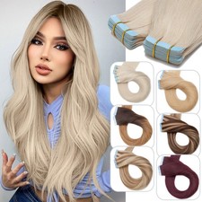 Skin Tape In 100 Russian Remy Human Hair Extentions Full Head Thick Weft 20PCS