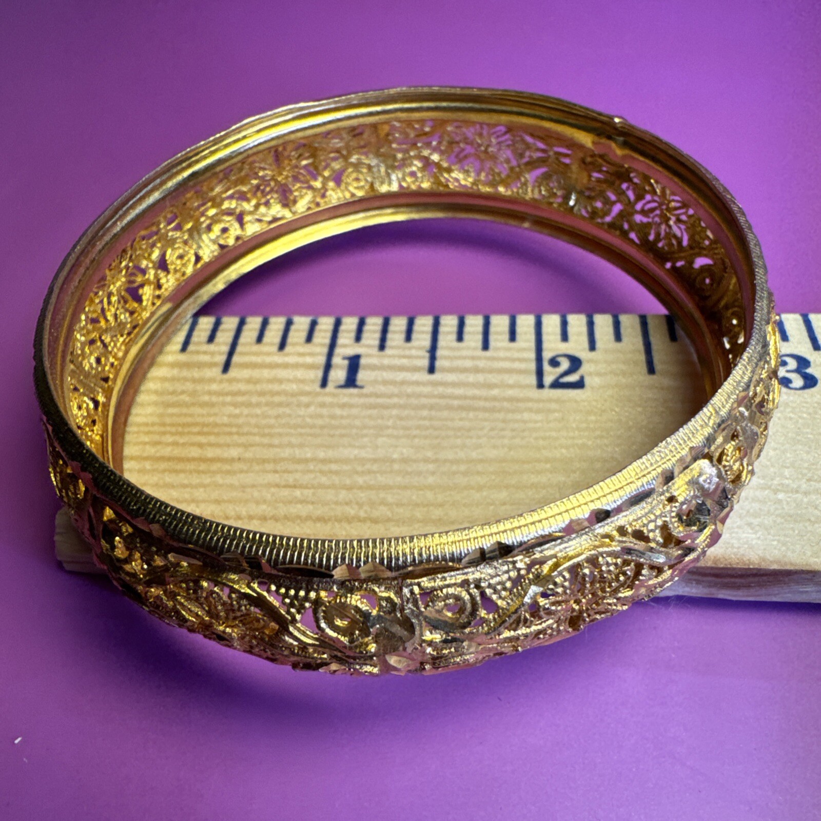 Three Gold Plated Bangle Bracelets Bojo India Style Set Of 3