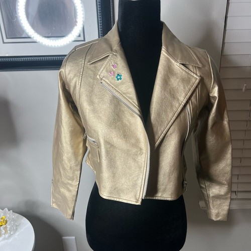 American Girl Truly me gold motorcycle jacket Medium 10/12 - Picture 6 of 12