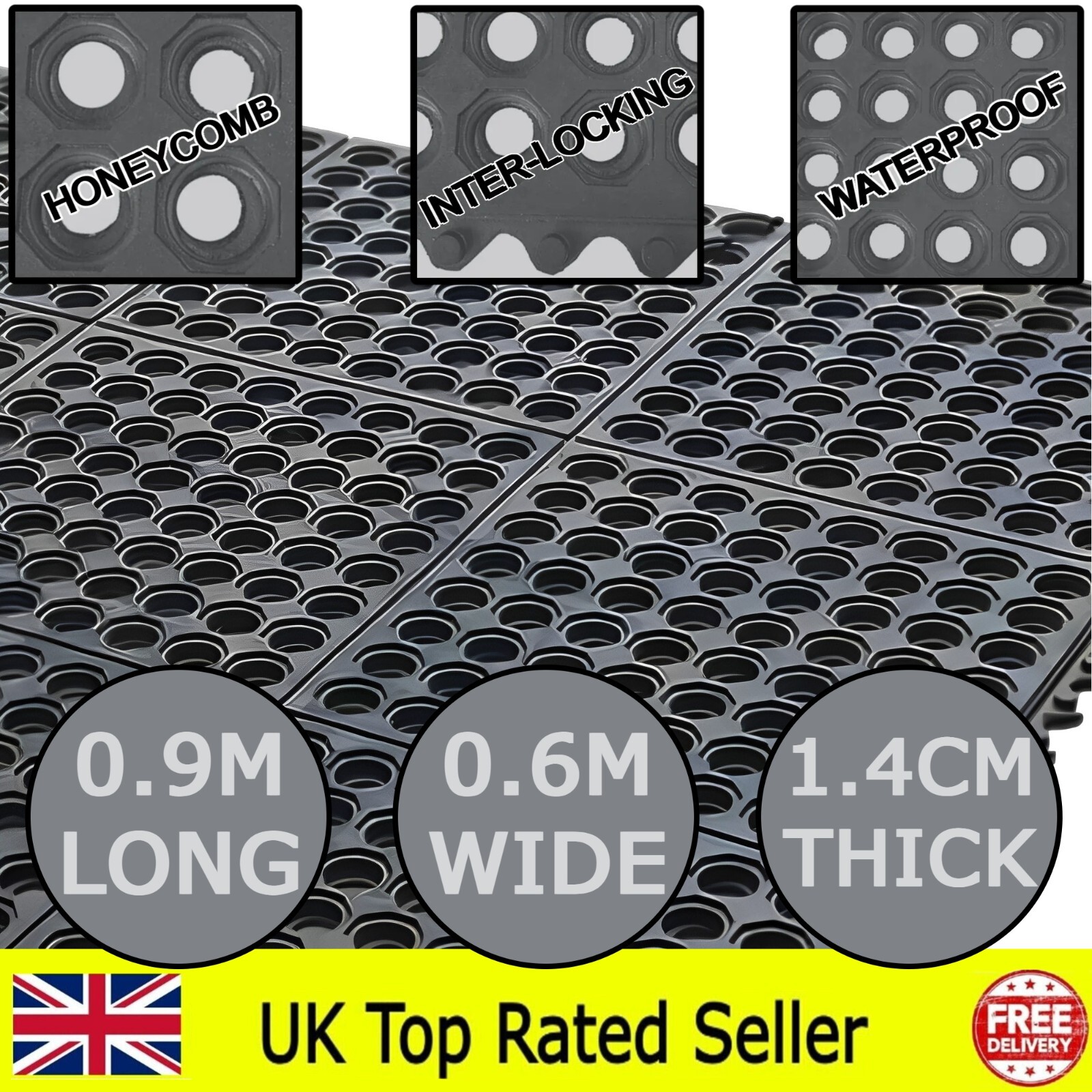 Rubber Flooring Matting Heavy Duty Mat Garage Work Warehouse Rubber Mat