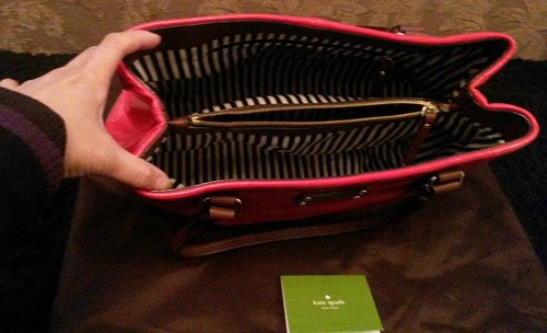 100% KATE SPADE New York WKRU 1784 Elena Barclay Red Leather Tote/ Shoulder Bag - Imagen 4 de 4