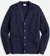 NWT J Crew Heritage Cotton Shaker Stitch Chunky Knit Cardigan Sweater Navy Blue
