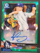 2018 Bowman Chrome Dustin May Green Atomic Refractor Auto 67/99 RC
