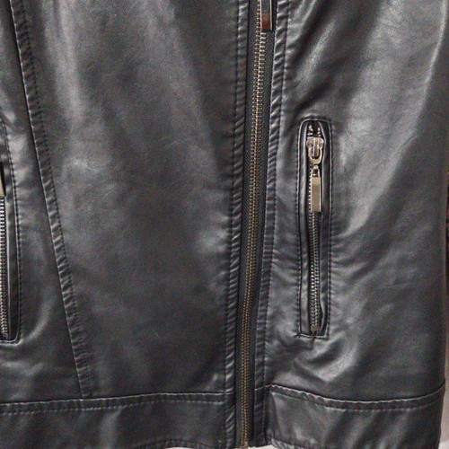 Saks Fifth Avenue Jacket XS Faux Leather Moto Biker Motorcycle Zippers Y2K - Picture 7 of 7