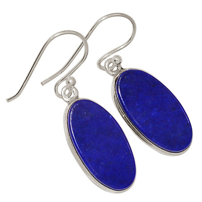 Natürlicher Lapislazuli - Afghanistan 925 Silber Ohrringe Schmuck ALLE-17576
