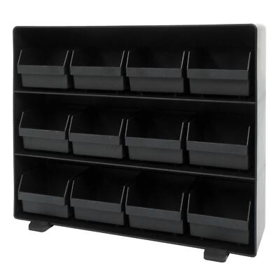 Aufbewahrungsbox HWC-M10 Lagersystem Kleinteileboxen 12 Fächer 30x33x8cm schwarz