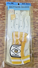 Champion Leather Batters Glove Adult Men's Right Hand Medium White/Yellow NEW