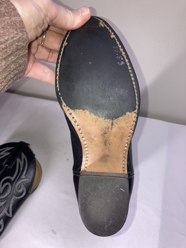Vintage Texas Brand Cowboy Boots Silver Tip Black Leather Women’s 5-1/2 M - Picture 15 of 21