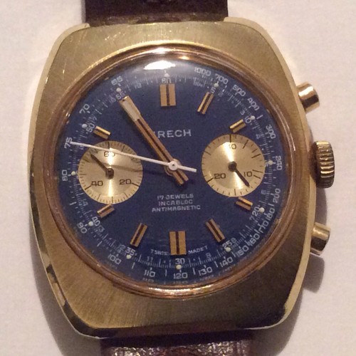rare vintage urech swiss antimagnetic incabloc chronograph watch