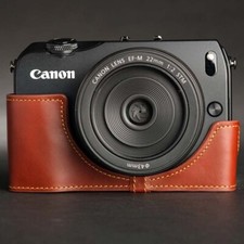 Handmade Genuine Leather Camera Half Cover Case Bag For Canon EOS M3 M10 M2 M