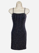 Women’s Small Forever21 Black & Metallic Striped Sleeveless Body Con Mini-Dress