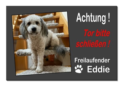Hundeschild mit Eigenbild oder Text-Hund-Aluminium Dibond-Schild-300 x 200 x 3mm