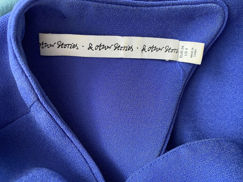 & Other Stories Pocket Pencil Open Back Dress Size UK 6 Balloon Sleeve - Picture 2 of 9