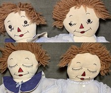 Raggedy Ann Andy Asleep Awake Doll Folk Art Primitive Handmade 12  Halloween Vtg