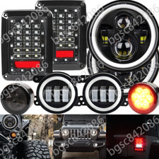 7 Round Headlight Tail Turn Signal Fog Lamp Combo For Jeep Wrangler Jk 2007-18