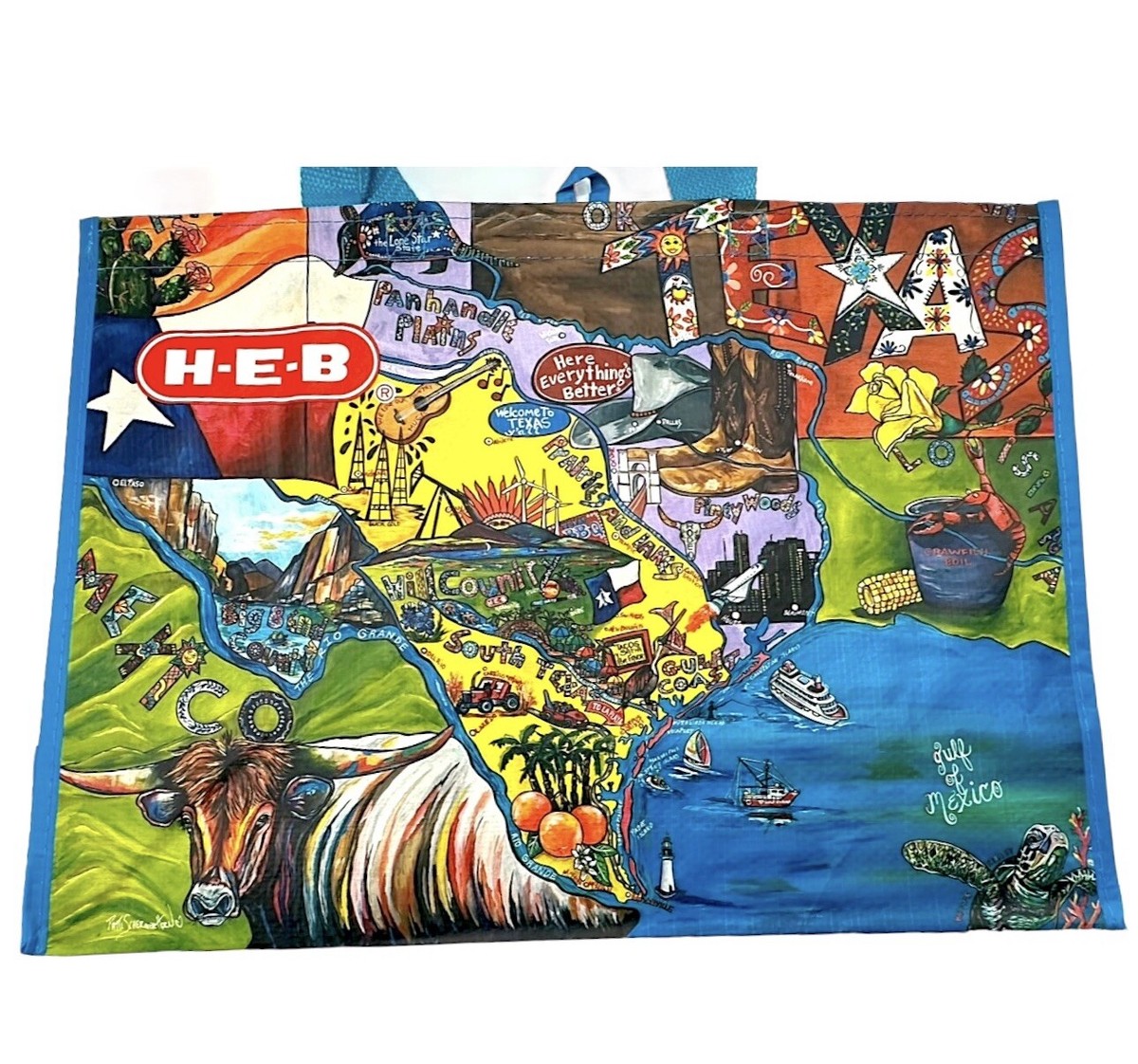 HEB Reusable Bag Tote Texas Montage Artist Series 18
