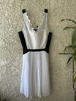 Lase Dress , MAX and CLEO White / Black Dress , Knee Length Dress Size 12  NTW. | eBay