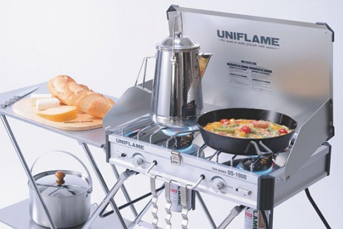 Uniflame Twin Burner US-1900 Silver 610305 Ship from Japan