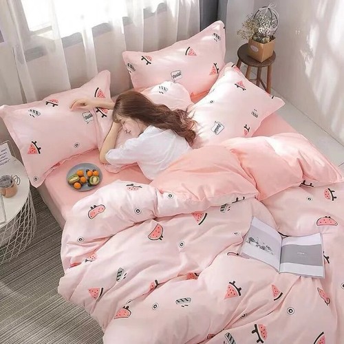 3/4pcs Cute Cartoon Fruit Bedding Set Flat Bed Sheet Duvet Cover Pillowcase - Bild 30 von 48