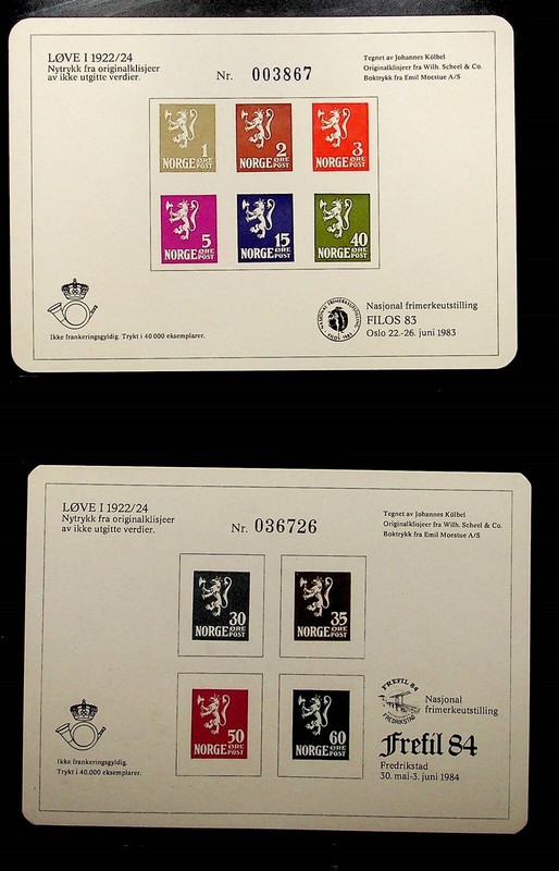NORWAY - 2 SPECIAL UNLISTED EXPO SOUVENIR SHEETS NH 1984 - (DL24)