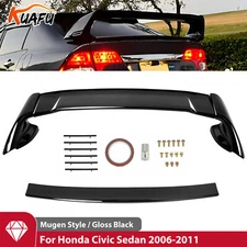 For 06-11 Honda Civic Seden Gloss Black Rear Trunk Spoiler Wing JDM Mugen Style