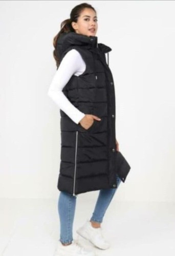 NEW WOMENS LADIES GILET PUFFER PADDED CASUAL HOOD WARM JACKET BODYWARMER ZIPPER - Picture 2 of 7