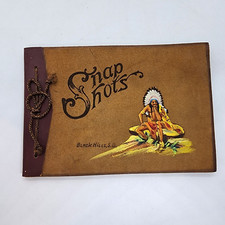 Vtg Snap Shots Black Hills S.D. Painted Native American Leather Photo Book Album