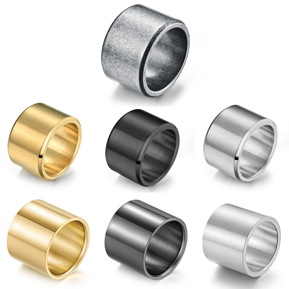 Hombres Mujeres Anillo de Pulgar Ancho Acero Inoxidable Banda Lisa Simple Dedo Grueso Plateado